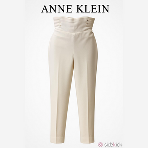 Anne Klein Cream High-Waisted Trousers